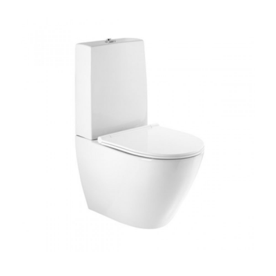 Pack cuvette céramique SANLIFE blanc avec abattant slow close S/V et alimentation par dessous du réservoir 38x88x66 cm