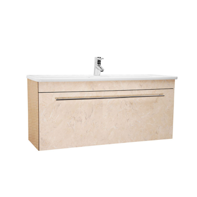Vasque semi encastrée avec meuble beige marbré 1 tiroir céramique LOOK blanc rectangulaire 103x36x17 cm