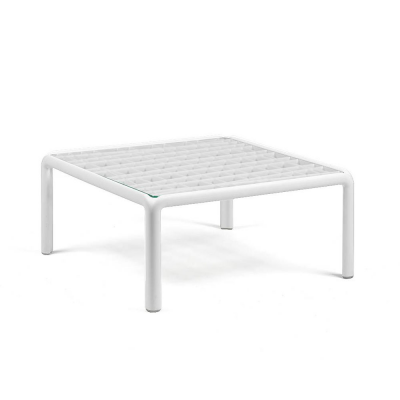 Table polypropylène et verre KOMODO Blanc empliable 32x70x70 cm