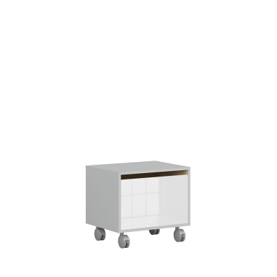 Commode roulante NANDU gris clair/ chêne polonais/ blanc brillant 50x35x40 cm