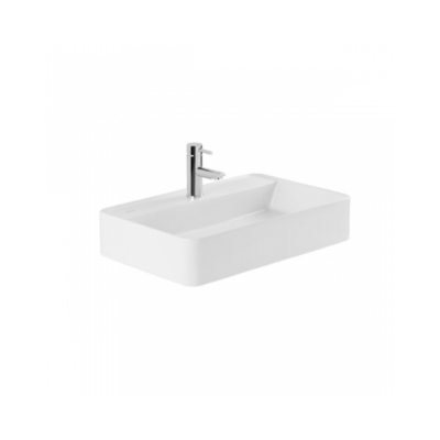 Vasque à poser SANLIFE rectangle avec trou pour robinet Blanc 60x40 cm