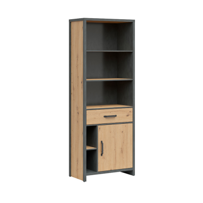 Bibliothèque WESTON chêne rustique/ matera 1 porte 1 tiroir 75x200,5x40 cm