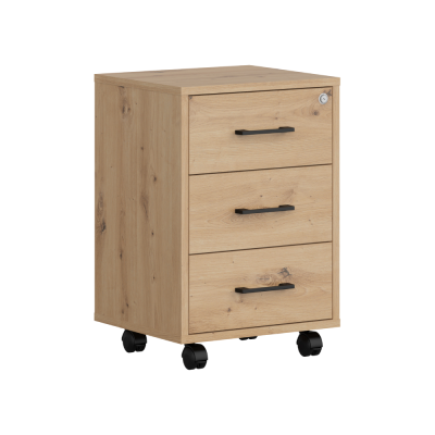 Bloc tiroirs roulant SPACE OFFICE chêne rustique 3 tiroirs 42x62,5x37 cm