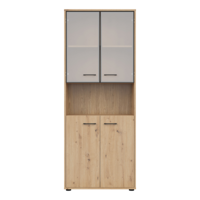 Bibliothèque SPACE OFFICE chêne rustique/ noir matt 4 portes 80x202,5x37,5 cm