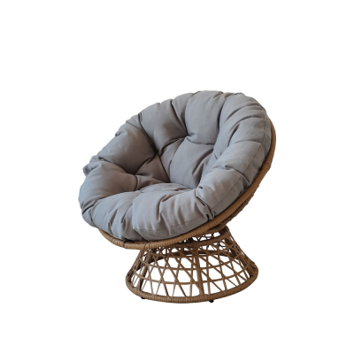 Fauteuil 1 place techno rotin DREAM Beige/Gris rond 80x92x92 cm