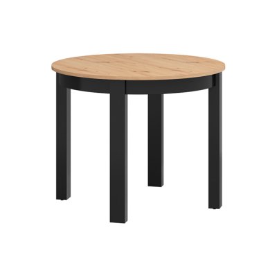 Table De Salle à Manger Extensible Loyd - Chêne Rustique Et Noir - Dimensions 120x120cm (jusqu'à 160cm) - Design Moderne Et Pratique