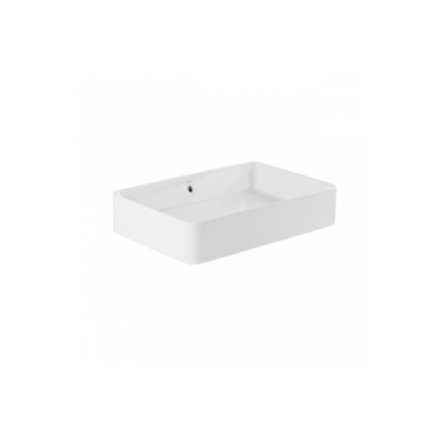 Vasque à poser SANLIFE rectangle sans trou pour robinet blanc 60x40 cm