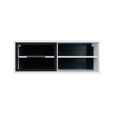 Armoire vitrée suspendue FEVER blanc brillant/ noir 100x38x28 cm 1 porte