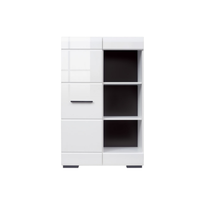 Bibliothèque FEVER blanc brillant/ noir 80x128x38 cm 1 porte