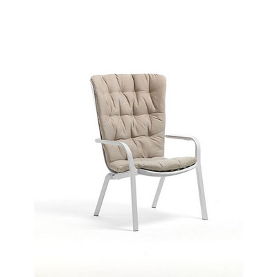 FAUTEUIL FOLIO BLANC + COUSSIN BEIGE LINO
