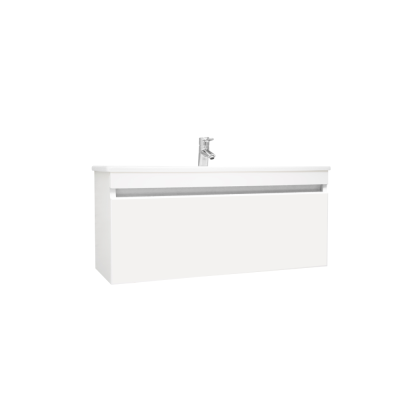 Pack vasque semi encastré LOOK 103x36 cm avec meuble blanc brillant 1 tiroir