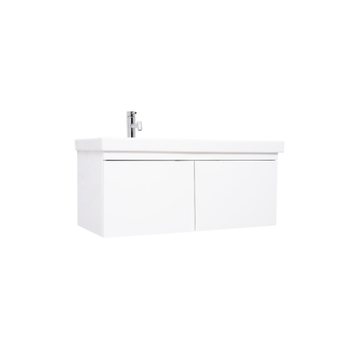 Pack lavabo VISTA 100x43 cm avec meuble blanc brillant 2 portes