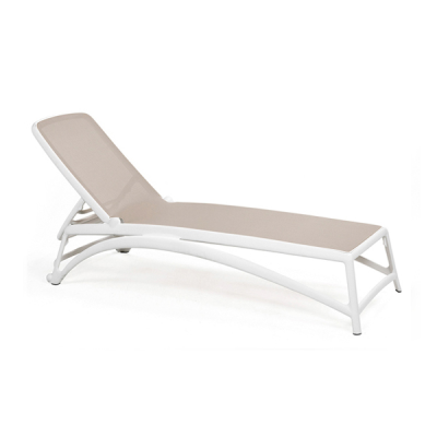 Chaise longue polypropylène et fibre de verre traité anti UV ALFA Blanc/ Tortora 99x171-204,5x70 cm.