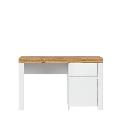 Bureau HOLTEN blanc/ chêne wotan/ blanc brillant 130,2x56,5x81,5 cm 1 porte 1 tiroir