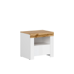 Table de nuit HOLTEN blanc/ chêne wotan/ blanc brillant 54,5x50,5x42 cm 1 tiroir