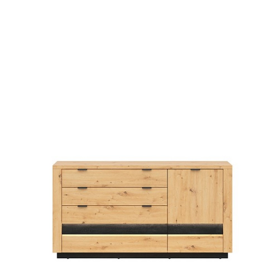 COMMODE OSTIA 1PORTE 4TIROIRS CHÊNE ARTISAN/CHÊNE NOIR