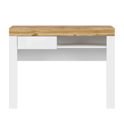 Bureau HOLTEN blanc/ chêne wotan/ blanc brillant 106,2x40x81,5 cm 1 tiroir