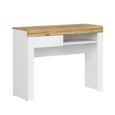 Bureau HOLTEN blanc/ chêne wotan/ blanc brillant 106,2x40x81,5 cm 1 tiroir