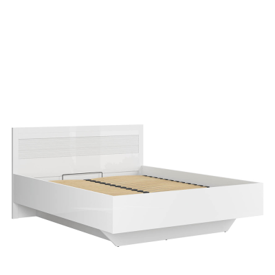 Lit FLAMES blanc brillant 160x200 cm avec sommier coffre