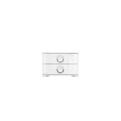 Table de nuit ROKSANA II blanc brillant 2 tiroirs