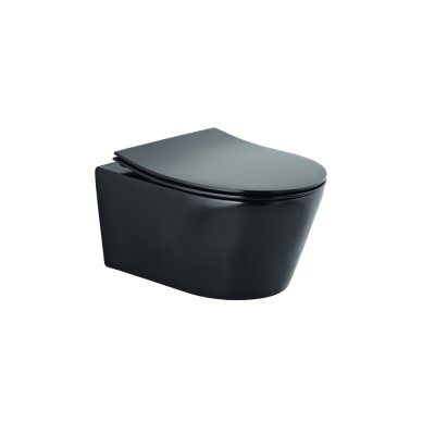 Pack cuvette suspendue URBY 52 noir rimflush avec abattant slim