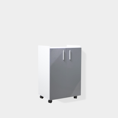 Desserte avec roues 2 portes Gris Foncé Brillant L60x H90x P42 cm