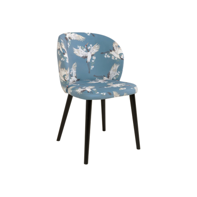 Chaise CLO noir/ imprimé grues blanc et bleu