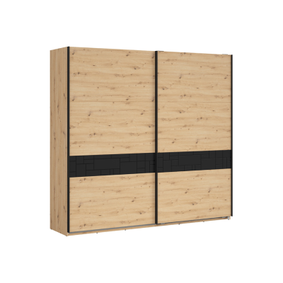 Dressing PONT chêne rustique/ noir 2 portes 240x225,5x60,5 cm