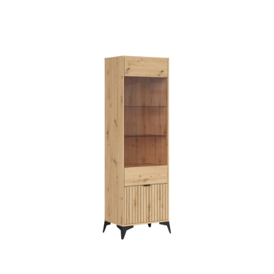Bibliothèque vitrée LAMEA chêne rustique 1 porte 60x197x41 cm