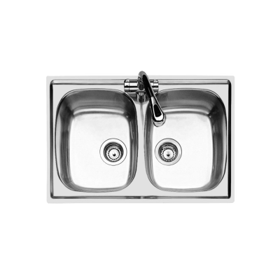 Evier inox S1000 2 cuves vidage 3,5 - 79x50 cm