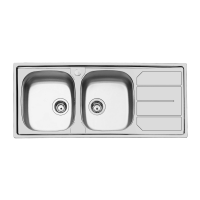 Evier inox S1000 2 cuves gauche 1 égouttoir vidage 3,5 - 116x50 cm