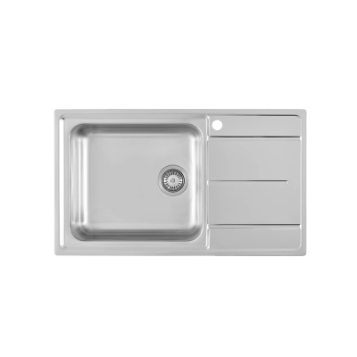 Evier inox EVO 1 cuve gauche 1 égouttoir vidage 3,5 - 86x50 cm