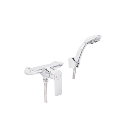 Mitigeur douche LUSO Chromé avec flexible et douchette