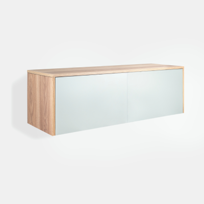 Meuble KOMPO L120 caisson noir façades vert habillage bois mat