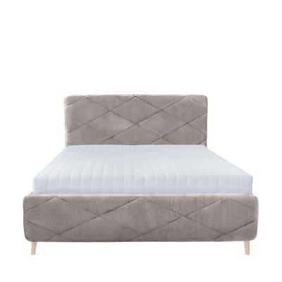 Lit tapissé BONDO gris AMON_16 160X200 cm avec sommier coffre
