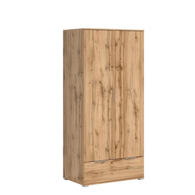 Garde robe ZELE chêne wotan 2 portes 1 tiroir 90x195x56,5 cm