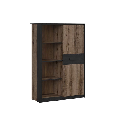 Bibliothèque KASSEL chêne monastère/ chêne noir 1 porte 100x145x41 cm