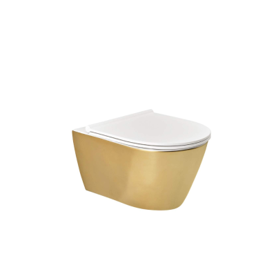 Pack cuvette suspendue rimflush SANLIFE 56 Doré/ Blanc Mat avec abattant Blanc Mat