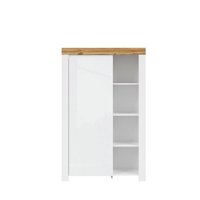 Bibliothèque HOLTEN blanc/ chêne wotan/ blanc brillant 1 porte 98,2x156,5x42 cm