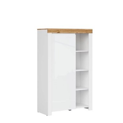 Bibliothèque HOLTEN blanc/ chêne wotan/ blanc brillant 1 porte 98,2x156,5x42 cm
