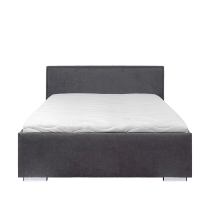 Lit tapissé ANADIA II graphite ASTI 19 140x200 cm avec sommier coffre (Traverses incluses)