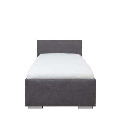 Lit tapissé ANADIA II graphite ASTI 19 90x200 cm avec sommier coffre (Traverses incluses)