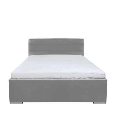 Lit tapissé COSALA II gris clair RIVIERA 91 140x200 cm avec sommier coffre (Traverses incluses)