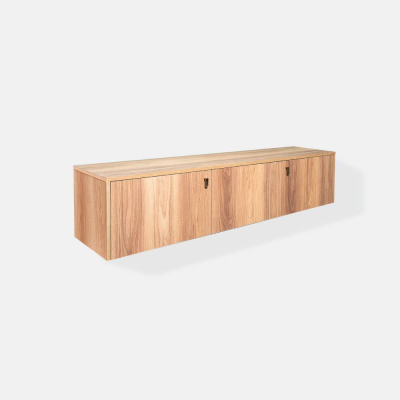 Meuble KOMPO L180 caisson noir façades bois mat habillage bois mat