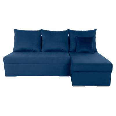 Canapé-lit angle droit LARO bleu marine MANILA_26 avec rangement