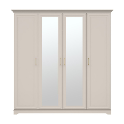 Garde robe ANGA chêne cachemire/ miroir 4 portes 209,5x216x61 cm