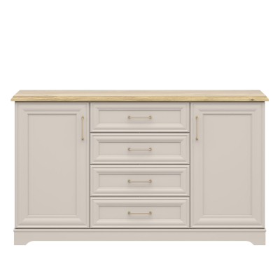 Commode ANGA chêne cachemire/ Chêne Mauvella 2 portes 4 tiroirs 1544x89,5x44 cm