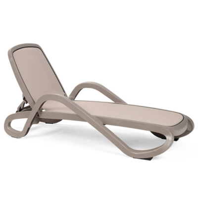 Chaise longue en polypropylène ALFA Tortora/ Tortora avec accoudoirs