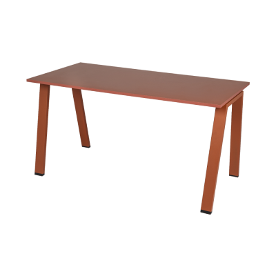 Bureau MILO INCLINE 140x70 cm structure cuivre/ plateau rouge paprika