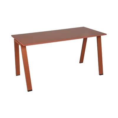 Bureau MILO INCLINE 140x70 cm structure cuivre/ plateau rouge paprika